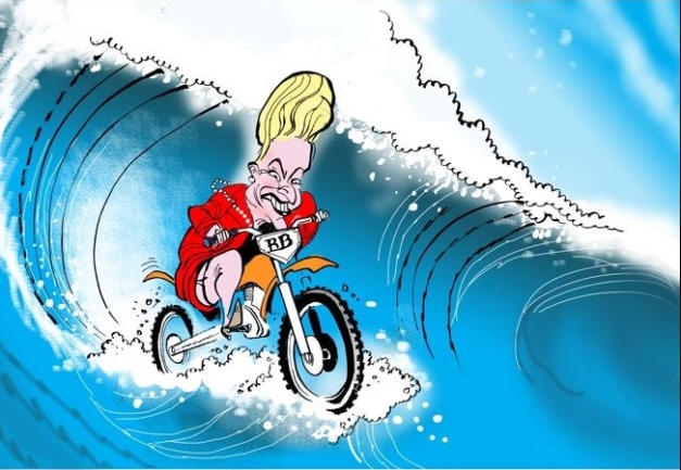 Just when you thought Bronwyn had finished with outrageous travel.  Cartoon by Warren